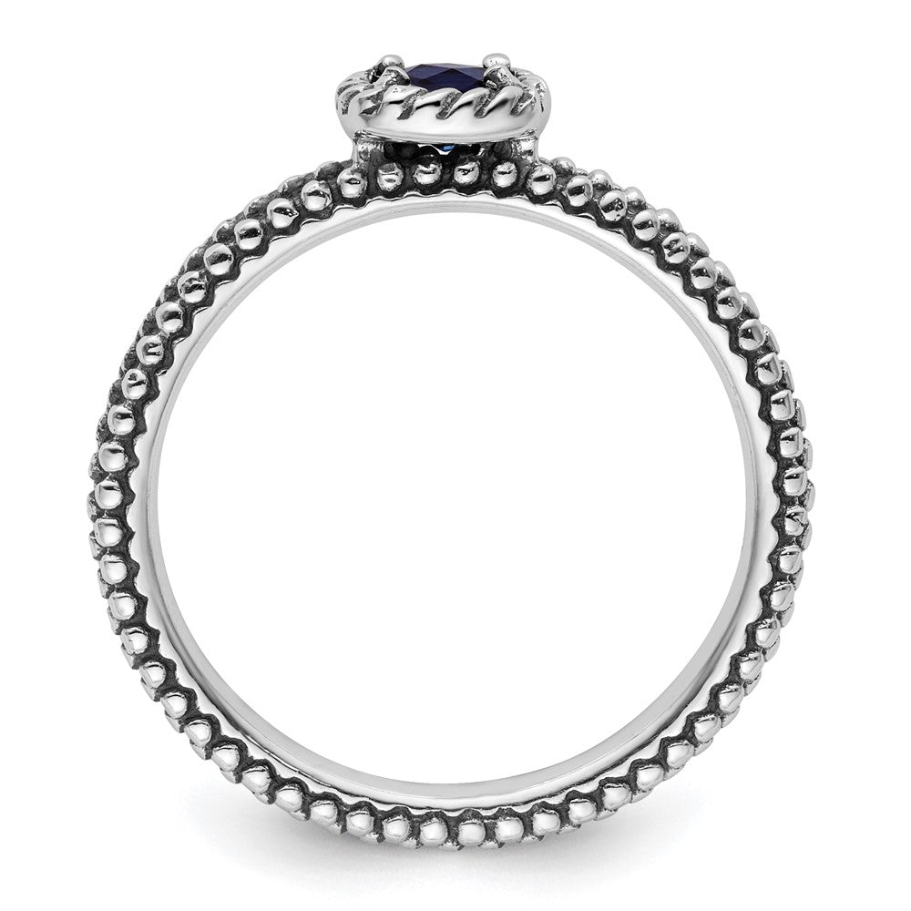 Sterling Silver Stackable Expressions Polished Cr. Sapphire Ring Size -9