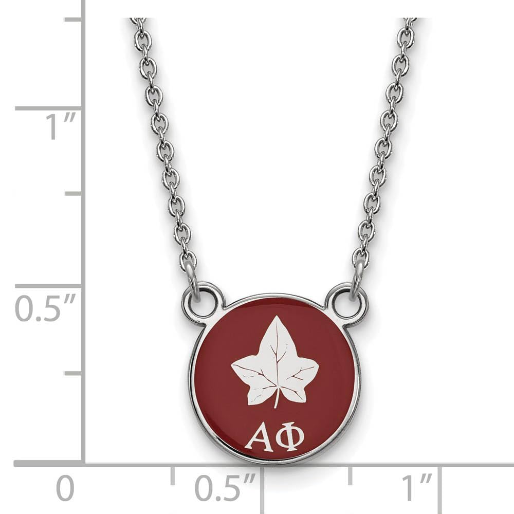 Sterling Silver 18in Official Licensed Greek Sororities Alpha Phi (??) XS Enamel Pendant w/Necklace