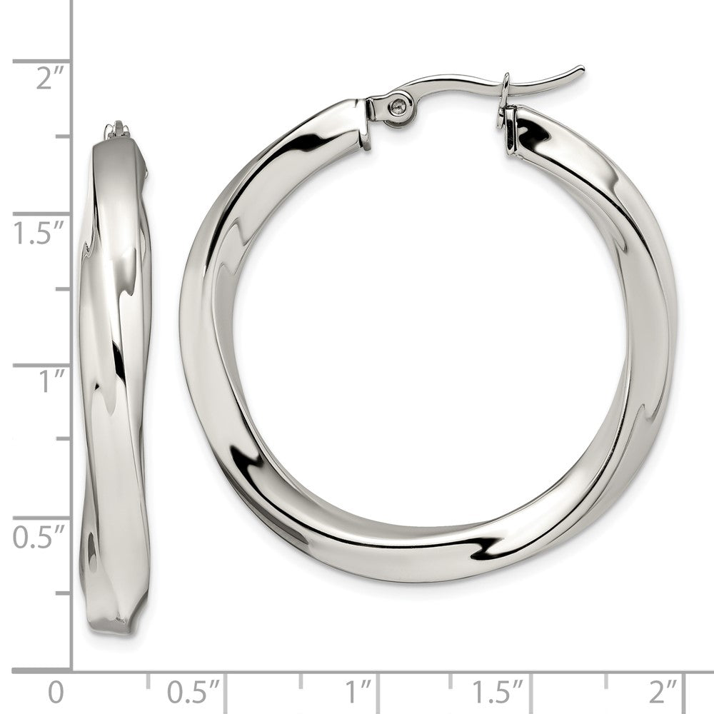 Stainless Steel Polished Hollow Twisted Hoop Earrings