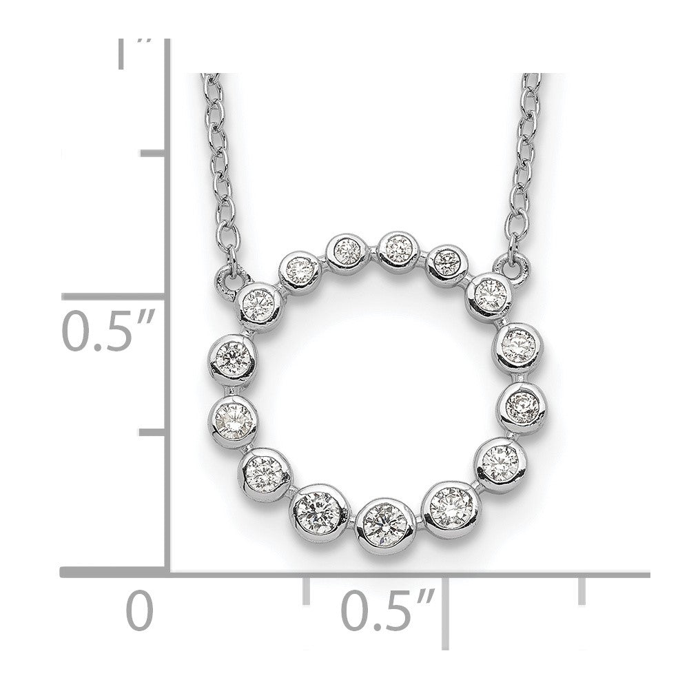 Sterling Silver Rhodium-plated CZ Circle w/2in ext Necklace 16 Inches