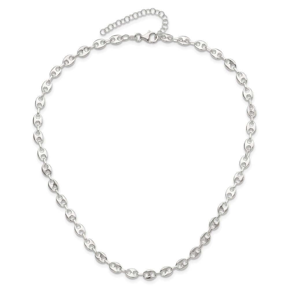 Sterling Silver Rhodium-plated 16in with 2in ext. Fancy Link Necklace 16 Inches