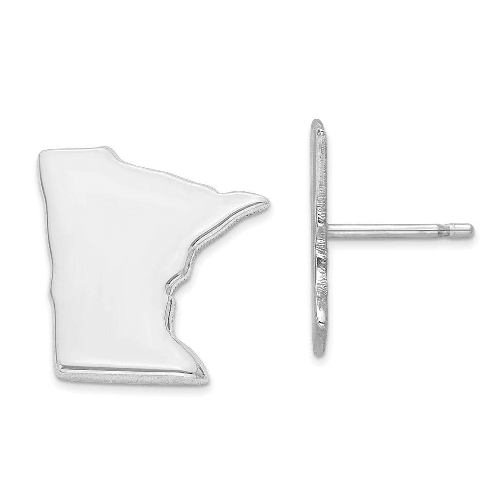 Sterling Silver Rhodium-plated MN Large State Earring