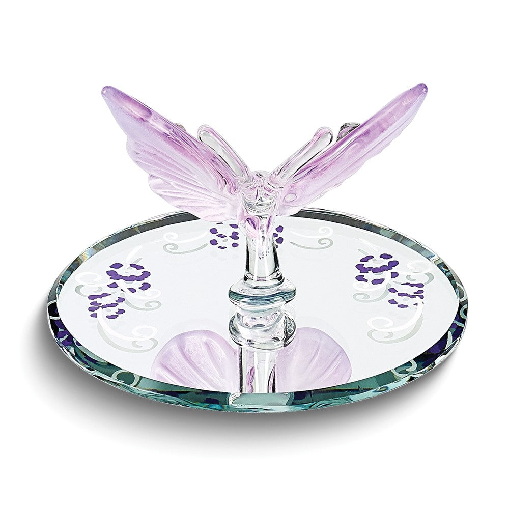 Glass Baron Small Lavender Butterfly Glass Figurine w/ Swarovski Elements