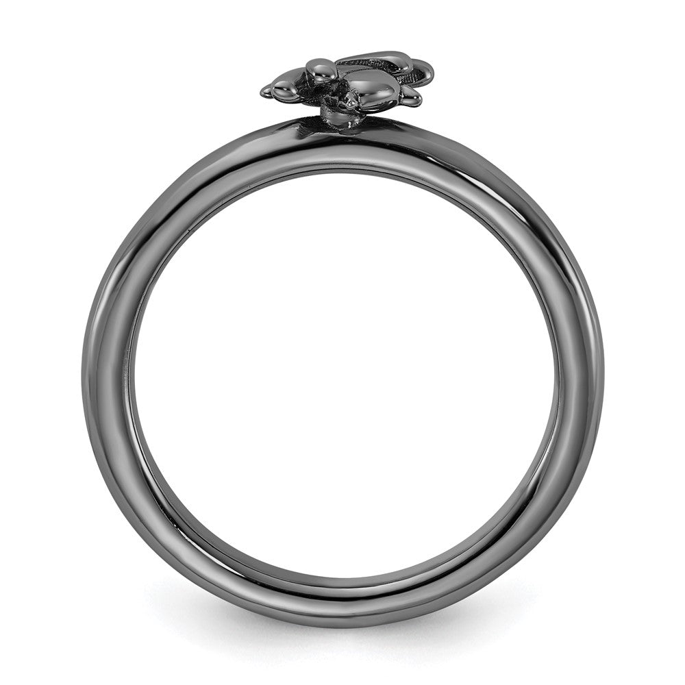 Sterling Silver Stackable Expressions Black Rhodium Bee Ring Size -9