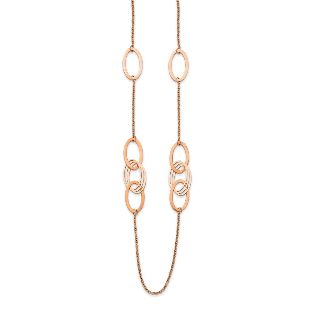 Stainless Steel Polished Rose IP-plated 32in Necklace