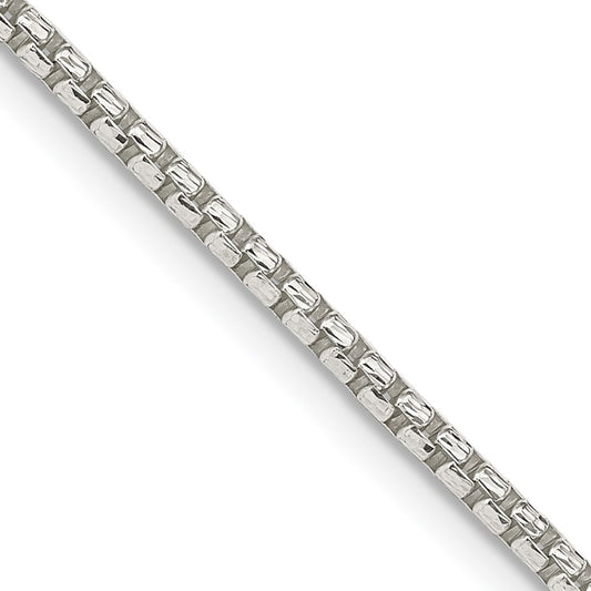 Sterling Silver 2mm Diamond-cut Round Box Chain 22 Inches