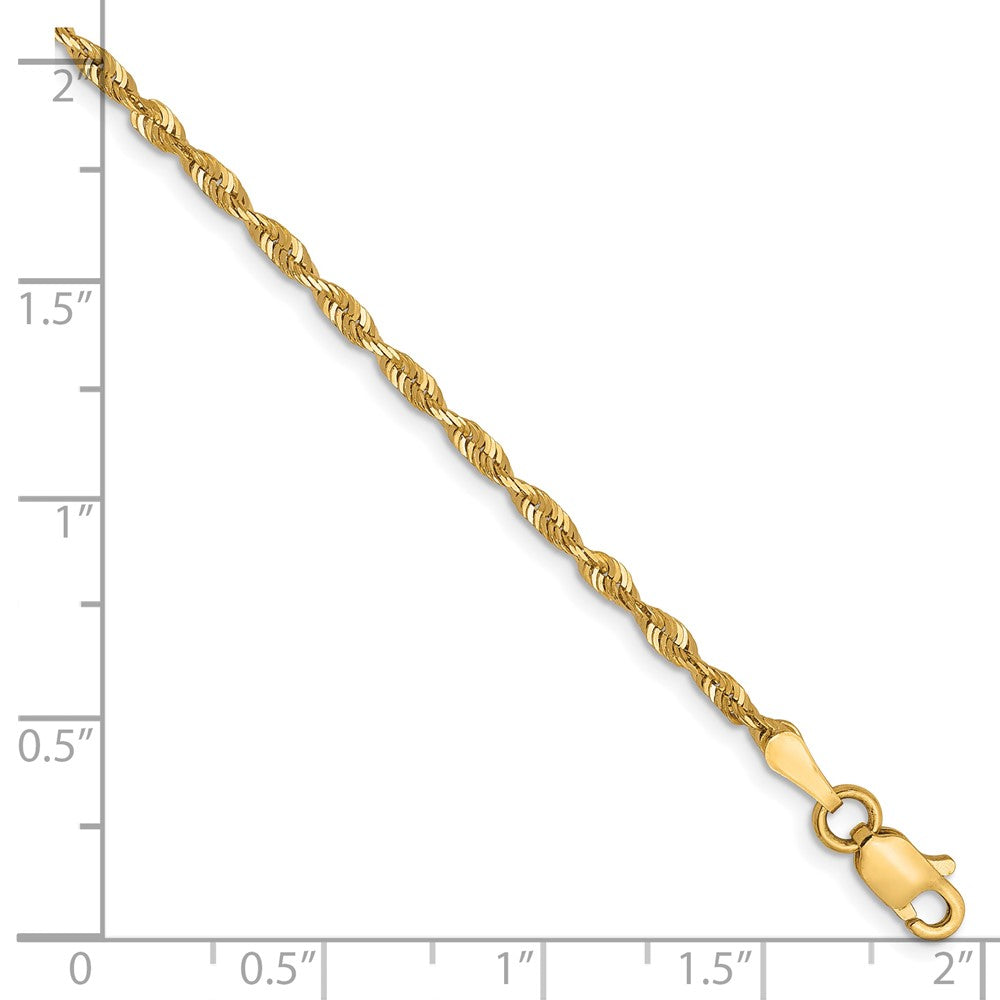 10K 2mm Diamond-Cut Lightweight Rope Chain 7  inches
