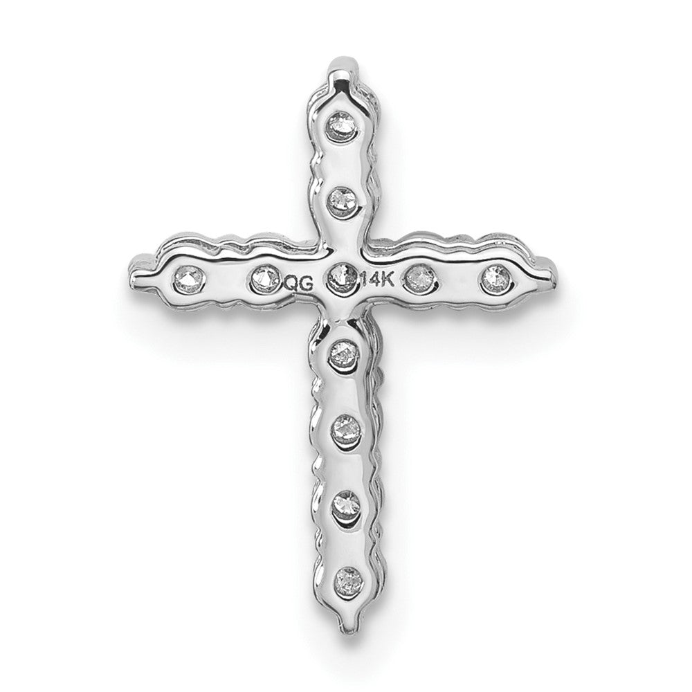 14k White Gold 1/3 carat Lab Grown Diamond VS/SI+ G+ Cross Chain Slide Pendant