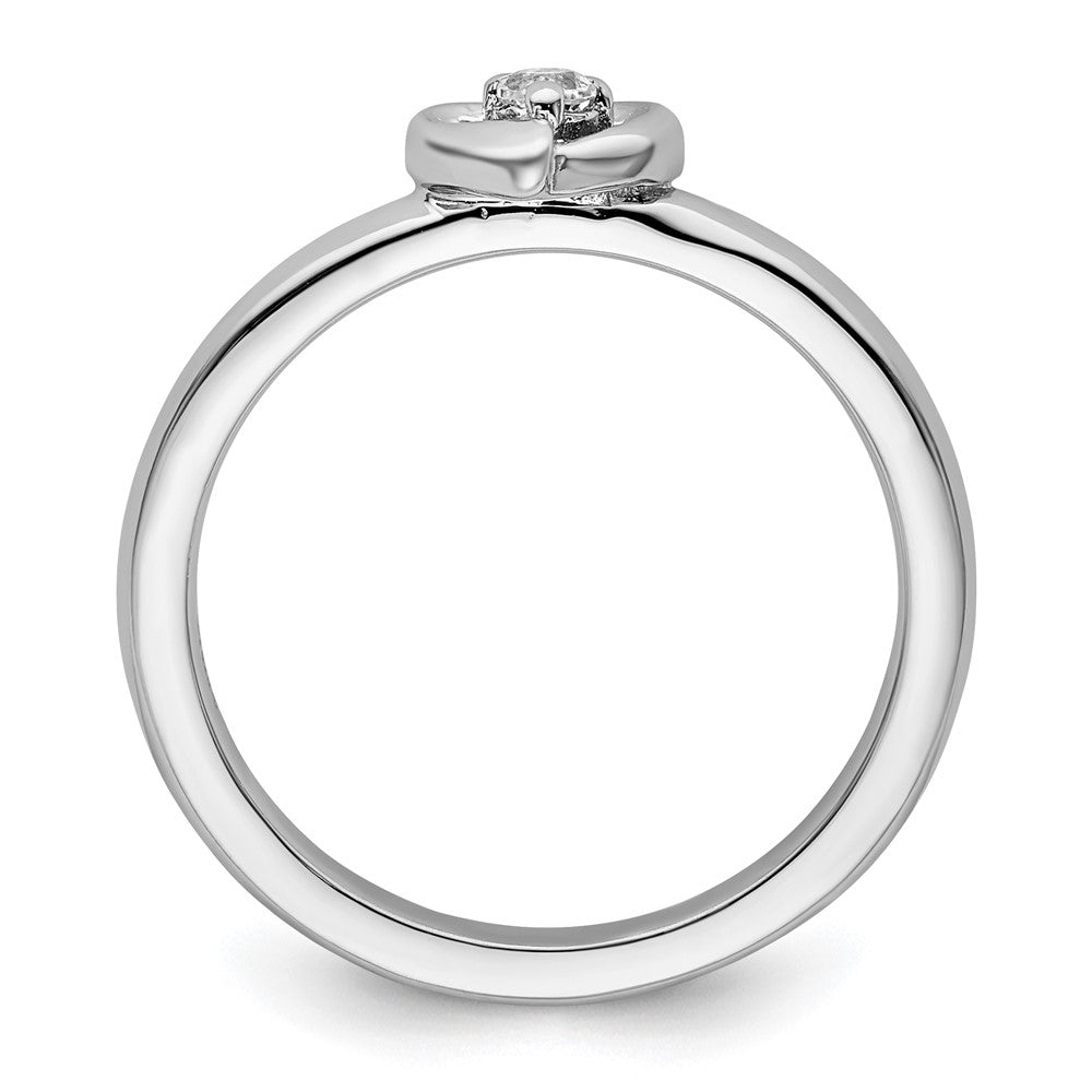 Sterling Silver Stackable Expressions White Topaz Heart Ring Size -10
