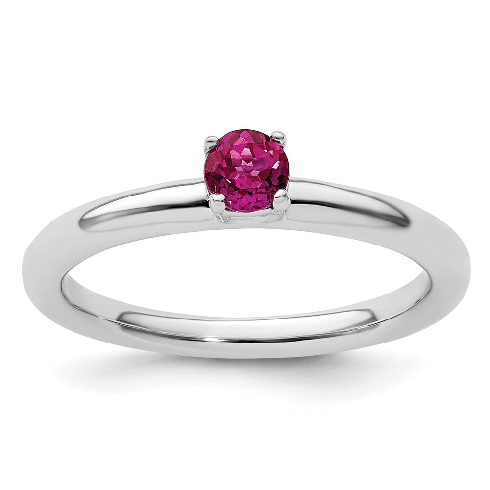 Sterling Silver Stackable Expressions Rhodium Cr. Ruby Ring