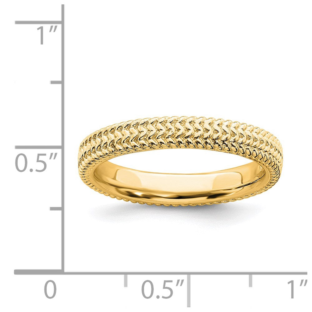 Sterling Silver Stackable Expressions Gold-plated Ring Size -10