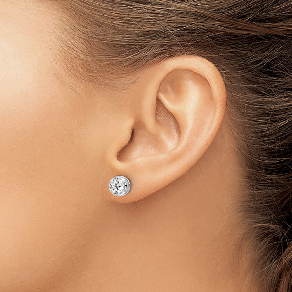 True Origin 14k White Gold 1 1/2 carat Lab Grown Diamond VS DEF Solitaire Post Earrings