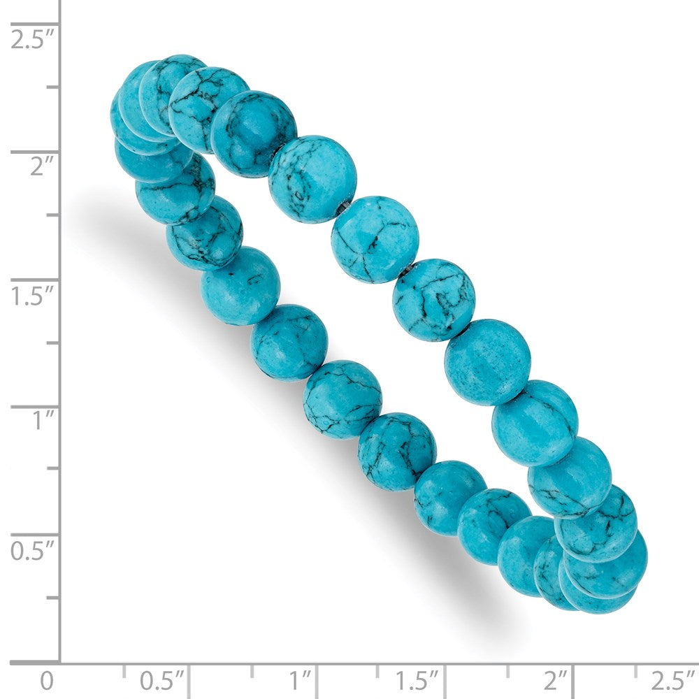 Beaded Stretch Blue Turquoise Agate Bracelet 6.75 inches