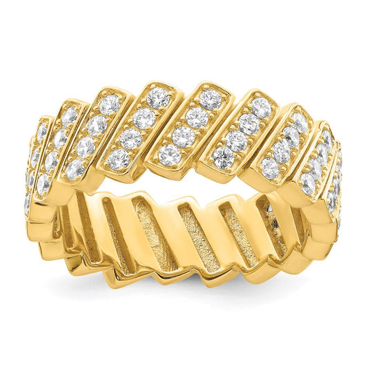 Sterling Silver Gold-tone Slanted CZ Band