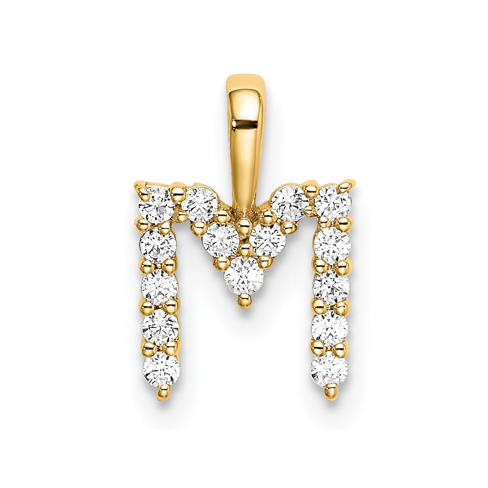14k 1/6 carat Lab Grown Diamond VS/SI+ G+ Letter M Initial Pendant
