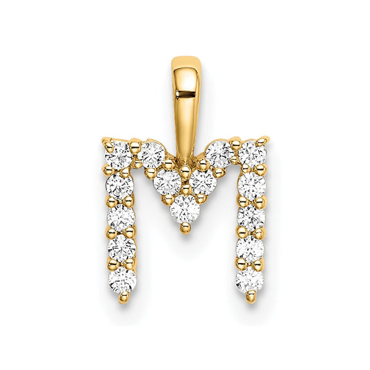 14k 1/6 carat Lab Grown Diamond VS/SI+ G+ Letter M Initial Pendant