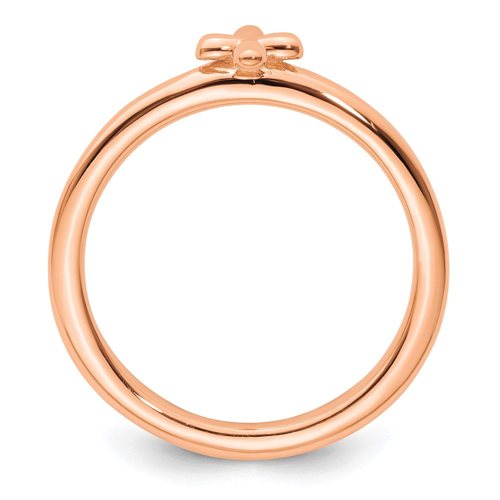 Sterling Silver Stackable Expressions Rose Gold-plated Cross Ring Size -6