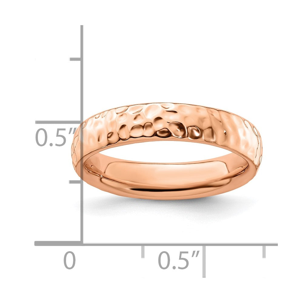 Sterling Silver Stackable Expressions Pink-plated Ring Size -7
