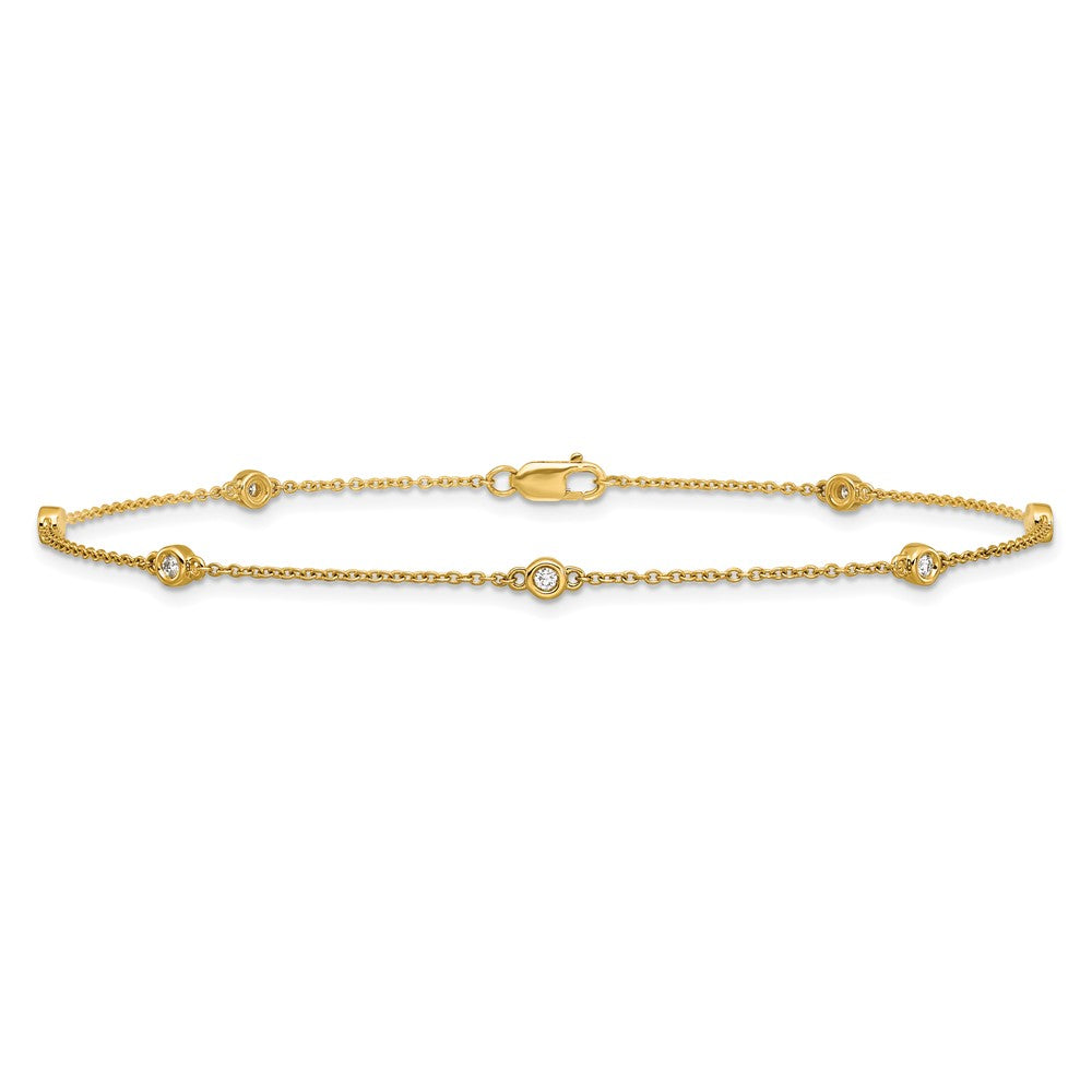 14k Diamond Station Cable Anklet