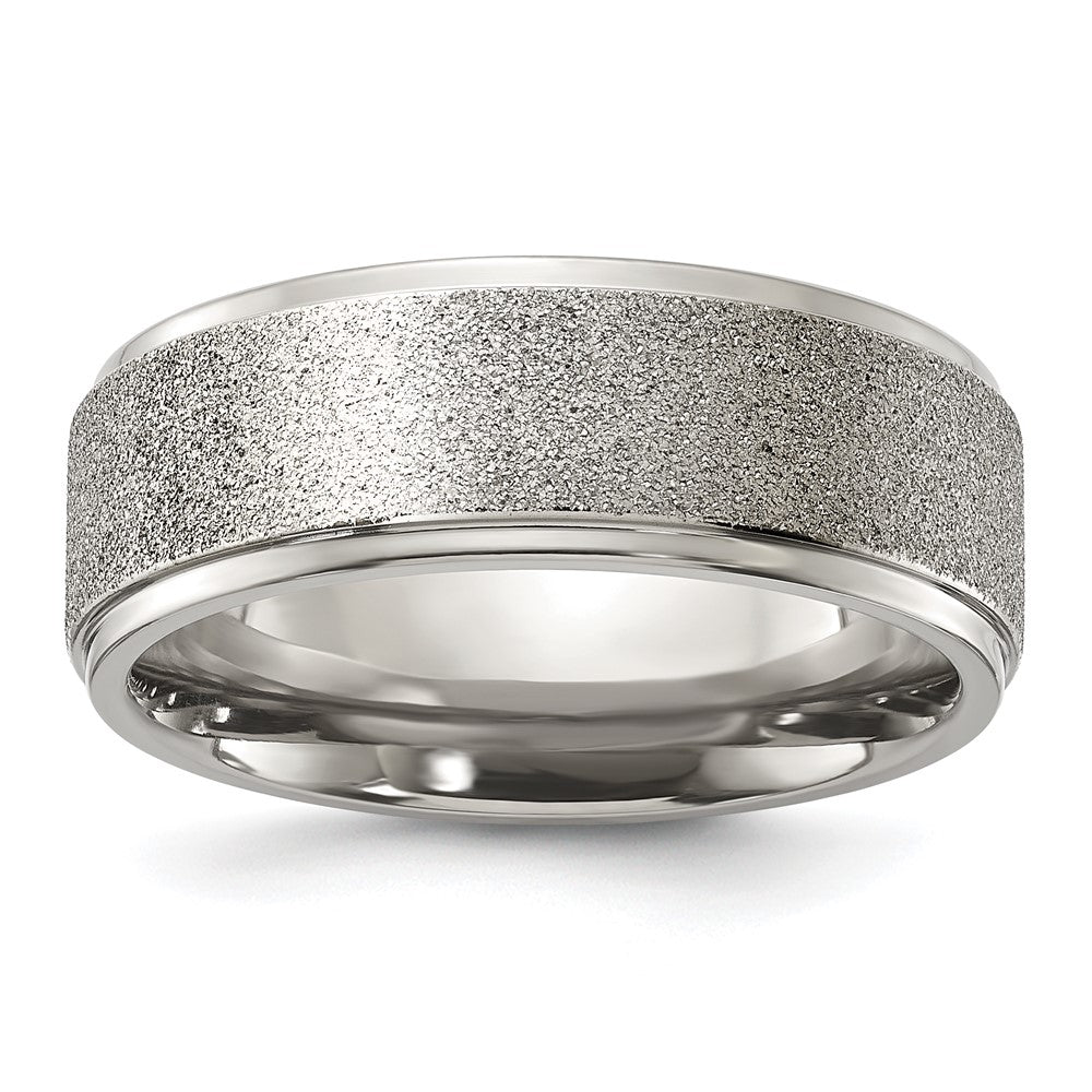 Chisel Titanium Polished Laser-cut Center 8mm Band Size - 10.5