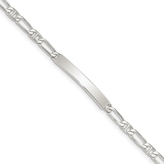 Sterling Silver Polished Engraveable Anchor Link ID Bracelet 7 inches