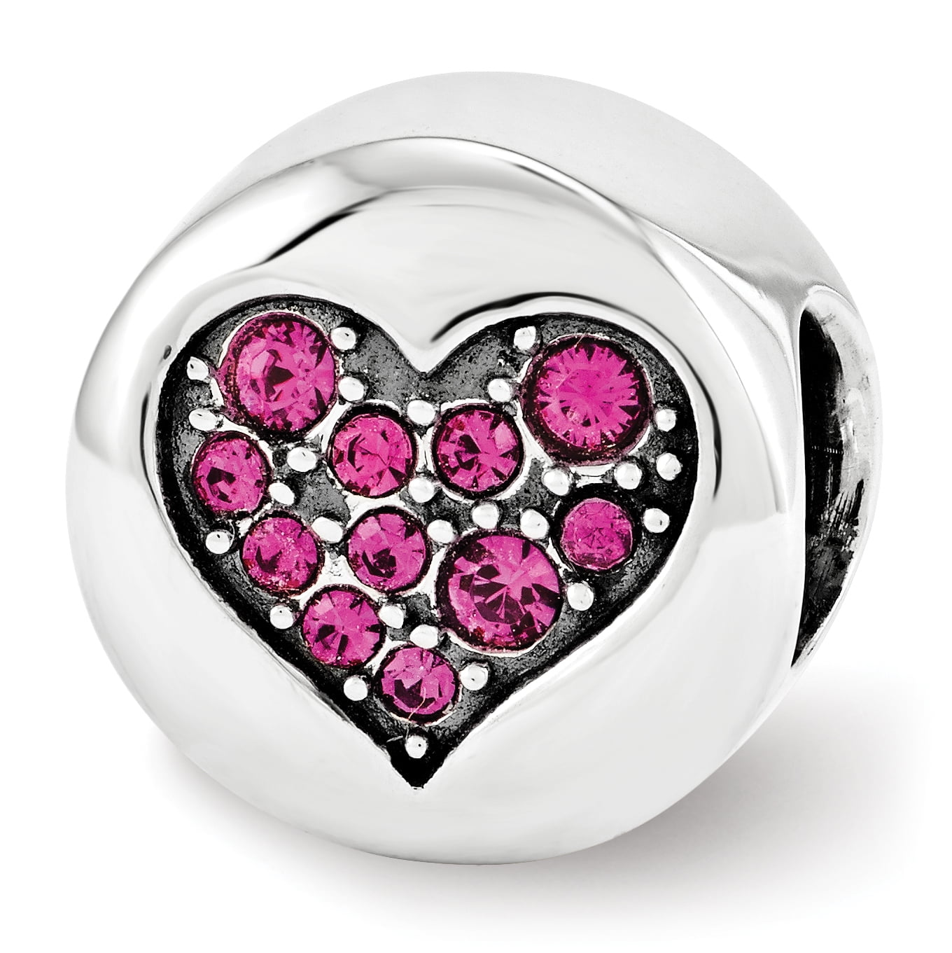 Sterling Silver Reflections July Red Crystal Passion Heart Bead