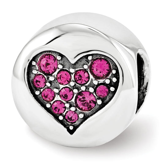 Sterling Silver Reflections July Red Crystal Passion Heart Bead