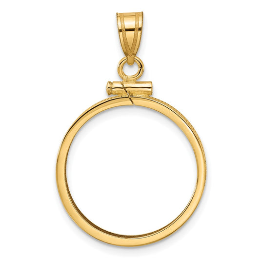 Wideband Distinguished Coin Jewelry 14k Polished 20.2mm x 2.1mm Screw Top Coin Bezel Pendant