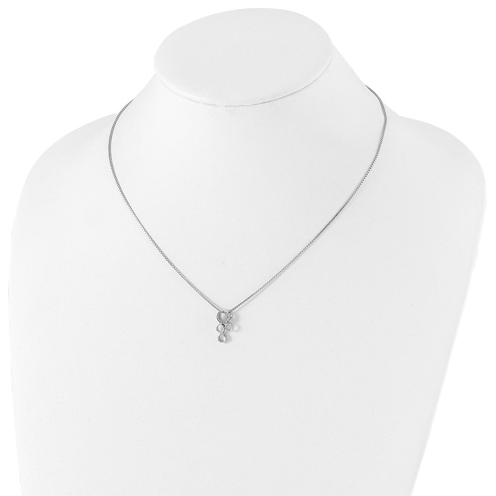 White Ice Sterling Silver Rhodium-plated 18 Inch Diamond Circles Slide Pendant Necklace with 2 Inch Extender 18 Inches