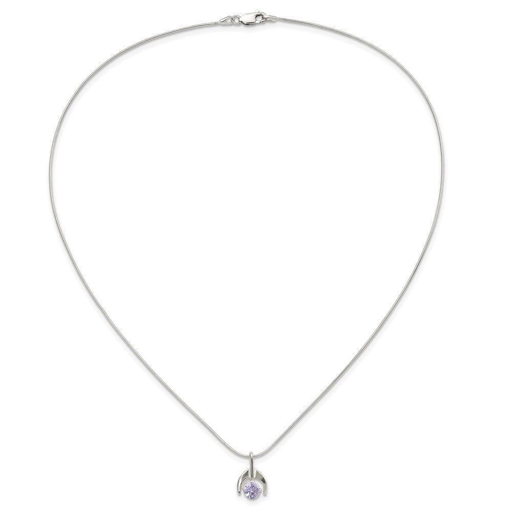 Sterling Silver Purple CZ Necklace