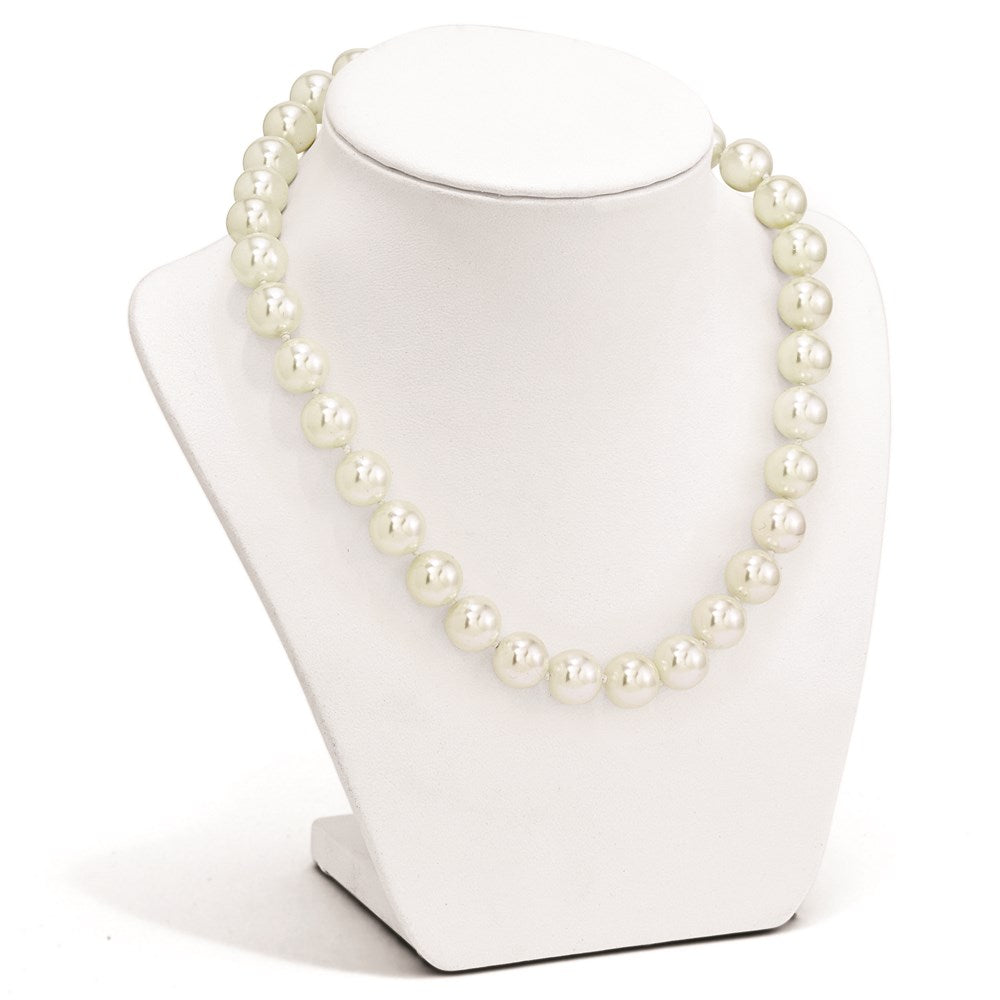 Majestik Sterling Silver Rhodium-plated 12-13mm White Imitation Shell Pearl Hand-knotted Necklace 18 Inches