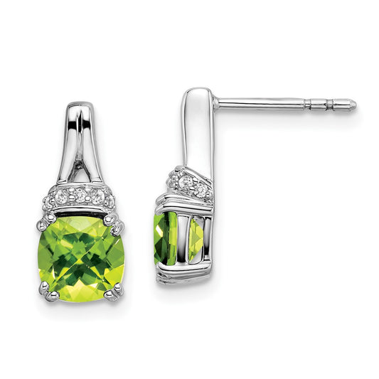 14k White Gold Peridot and Diamond Earrings