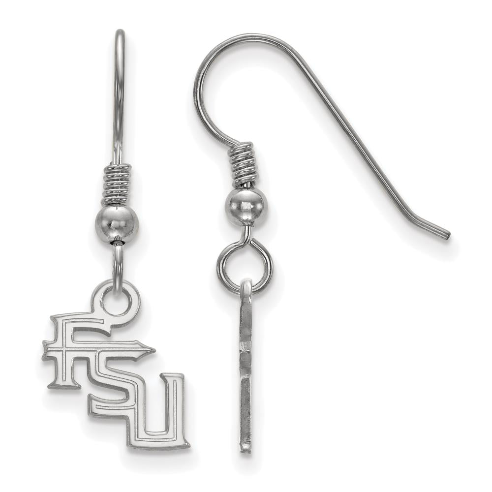Sterling Silver Rhodium-plated LogoArt Florida State University F-S-U Extra Small Dangle Wire Earrings Q-SS062FSU