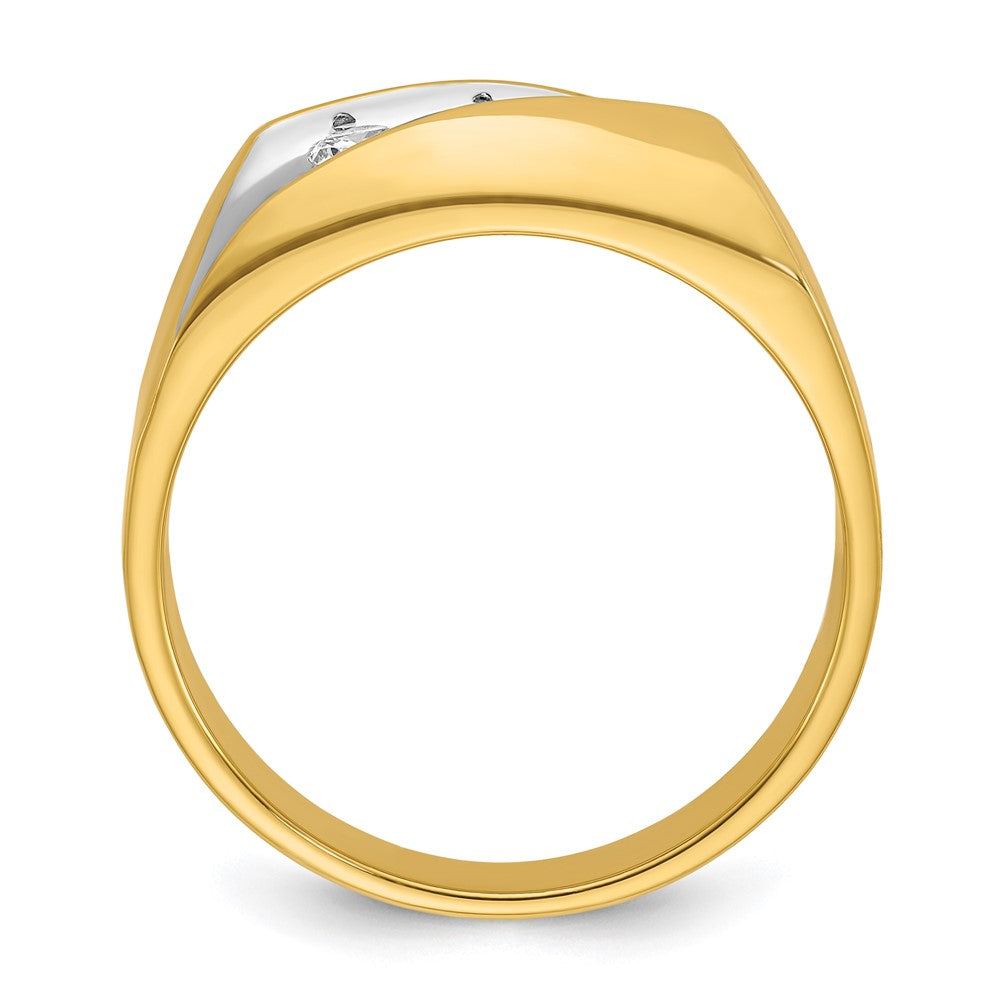 14k IBGoodman Men's Polished and Grooved 3-Stone Ring Mounting