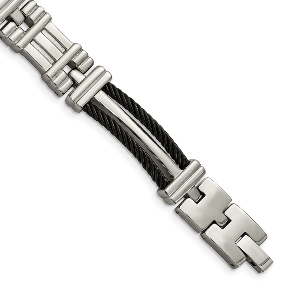Titanium Polished Black IP-plated 8.5in Bracelet 8.5 inches