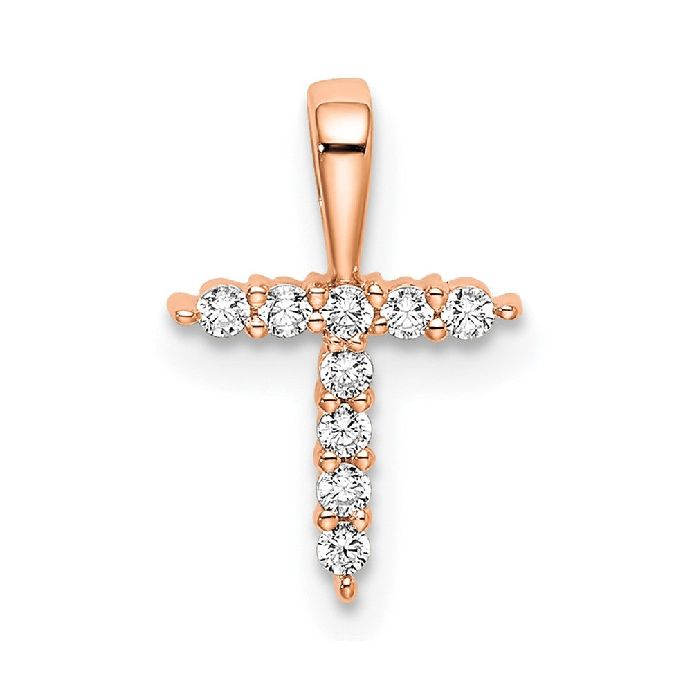 14KR Small Initial T Diamond Pendant