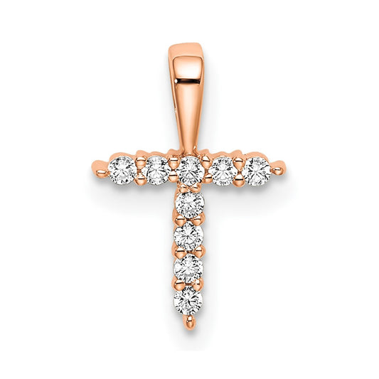 14KR Small Initial T Diamond Pendant