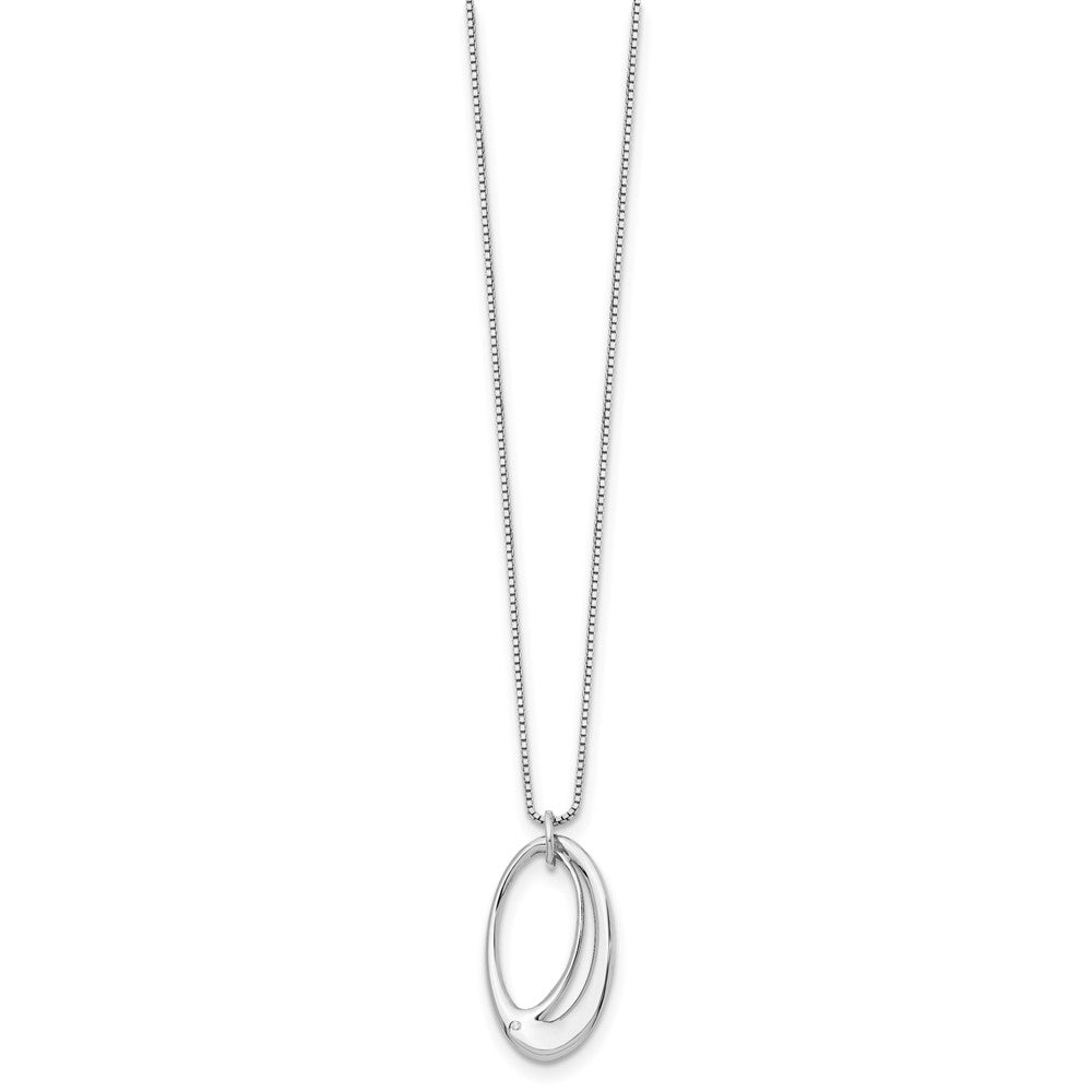 White Ice Sterling Silver Rhodium-plated 18 Inch Open Oval Diamond Necklace with 2 Inch Extender 18 Inches