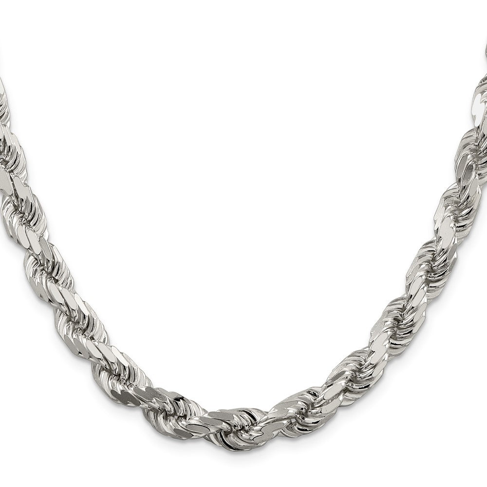 Sterling Silver 7.8mm Diamond-cut Rope Chain 30 Inches