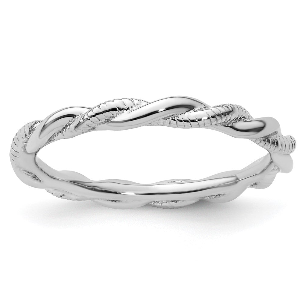 Sterling Silver Stackable Expressions Rhodium-plated Twist Ring Size -5