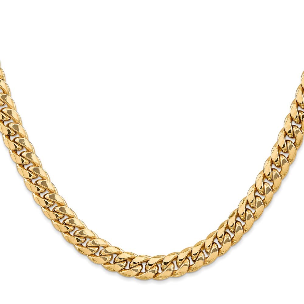 7.3mm 14k Yellow Gold Polished Lobster Claw Closure Hollow Comfort Curb Chain Bracelet 8 Inch -  Jewelry Gift for Mom