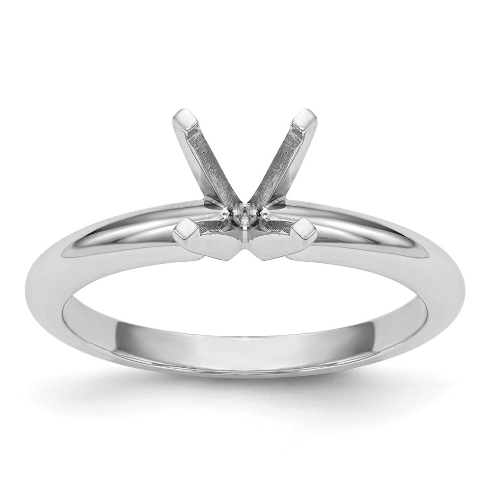 14k White Gold 1 carat Heavy-Weight Half-Round 4-Prong Round Solitaire Ring Mounting
