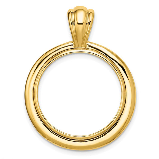 Wideband Distinguished Coin Jewelry 14k Polished Concentric Circle 21.6mm Prong Coin Bezel Pendant