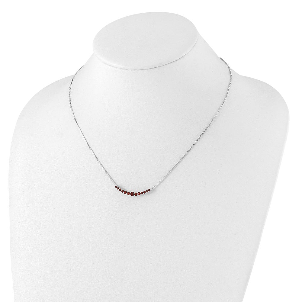 Sterling Silver Rhodium-plated Garnet Pendant w/Necklace 18 Inches