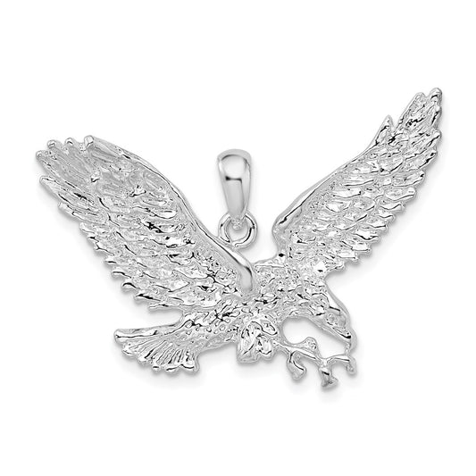 De-Ani Sterling Silver Rhodium-Plated Polished Flying Eagle Pendant
