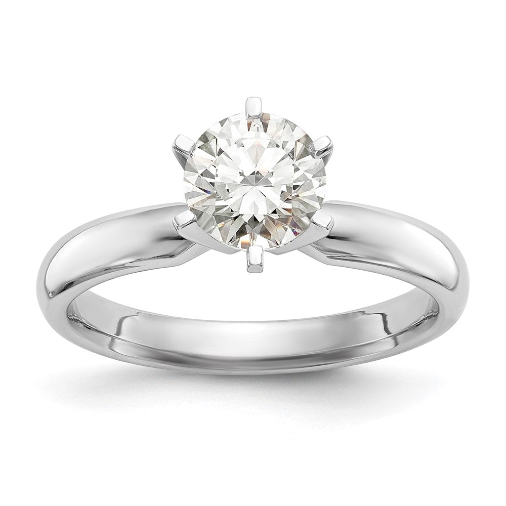 14k White Gold 1.5 carat Medium-Weight Low-Shoulder Comfort-Fit 6-Prong Round Solitaire Ring Mounting