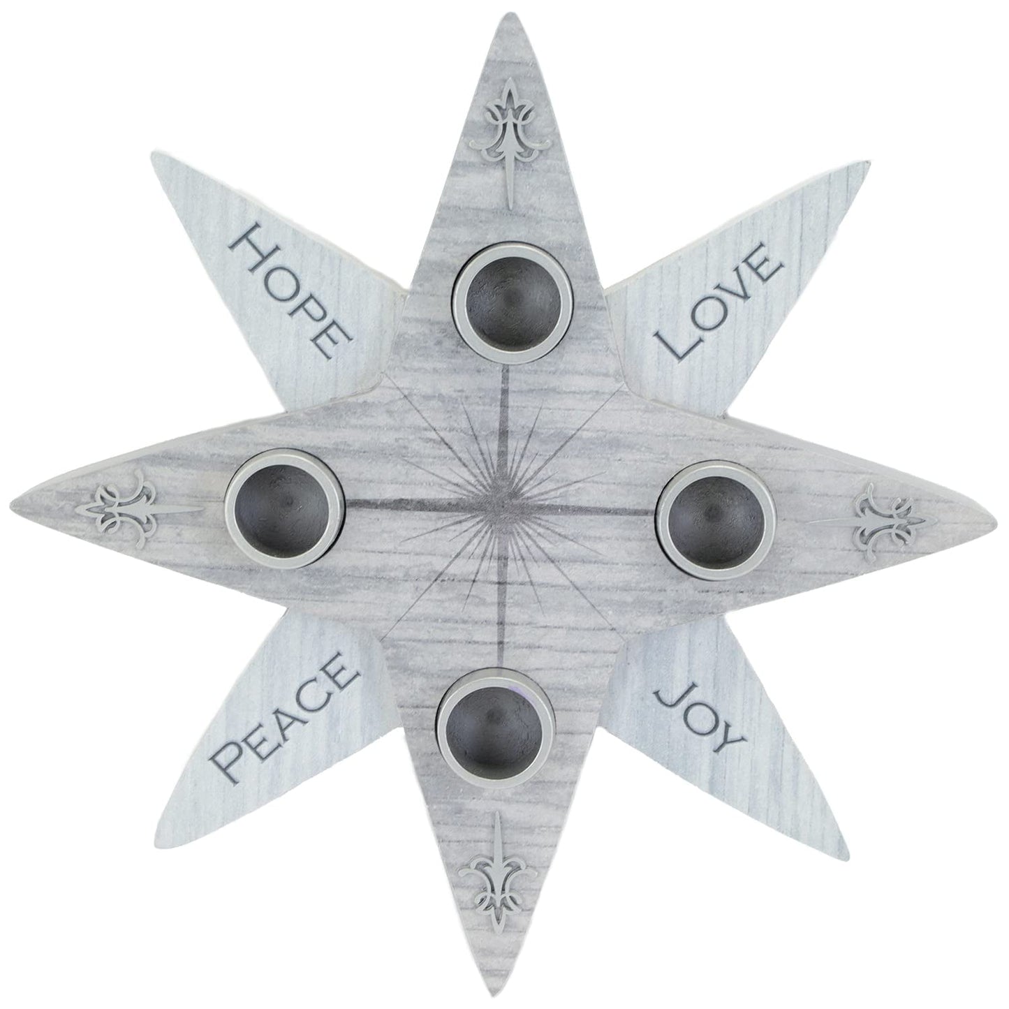 Star Advent Wreath - Hope, Peace, Faith, Joy, Advent Candle Holder Set with 4 Taper Candles, by Abbey & CA Gift
