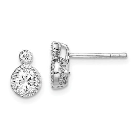 Sterling Silver Polished 4mm Round CZ Stud Earrings