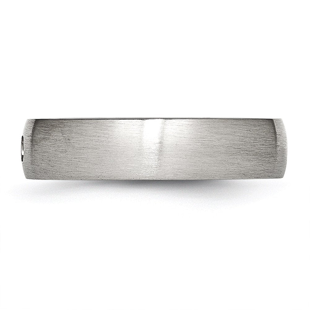 Stainless Steel Brushed w/CZ Half Round 5.5mm Band Size - 6.5