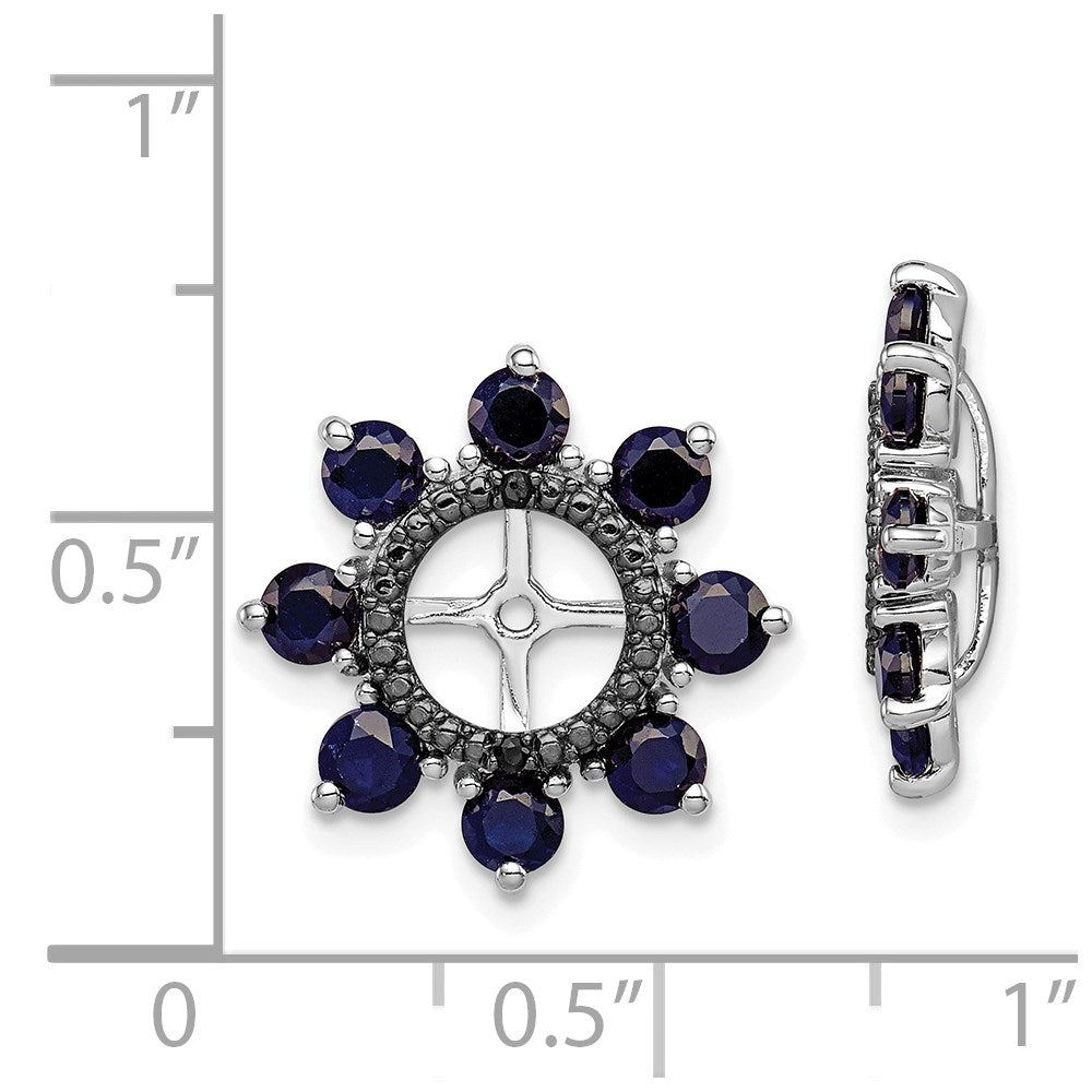 Sterling Silver Rhodium Created Sapphire & Black Sapphire Earring Jacket